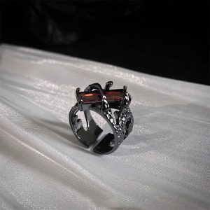 personality Vintage Simple Zircon Black Ring Adjustable  Rings For Women/Girls Jewelry