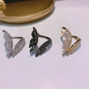 Fashion Wings Zircon Ring Brass Gold Plated Women's Ring